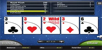 rtg deuces wild video poker screen